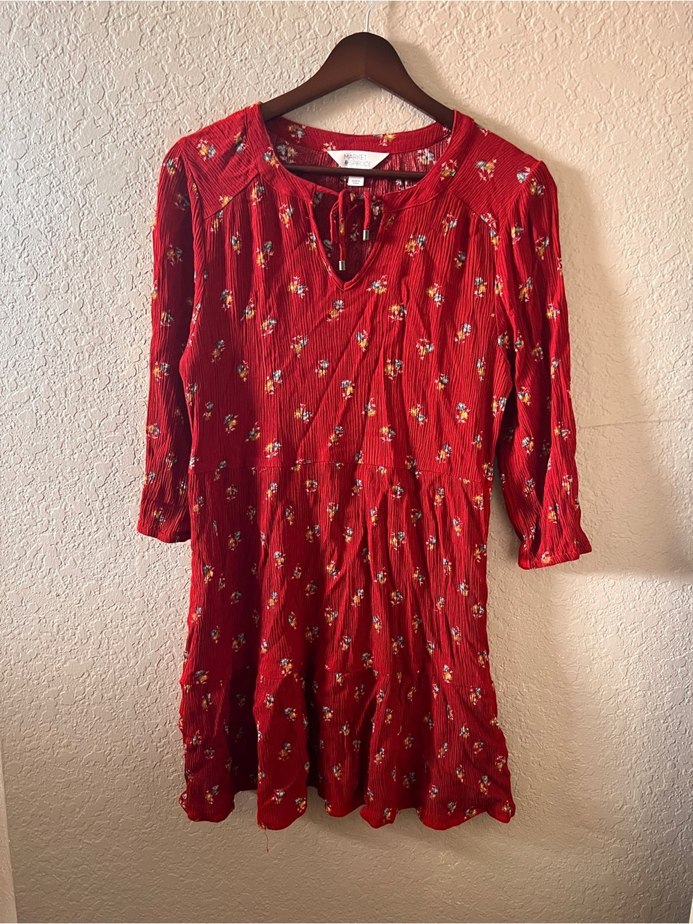 S Orange Floral Tie-Neck Women’s Dress by Market & Spruce